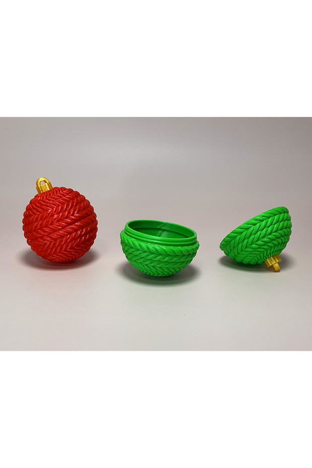 3-Piece Surprise Christmas Ball Ornament (Red, Green, White)