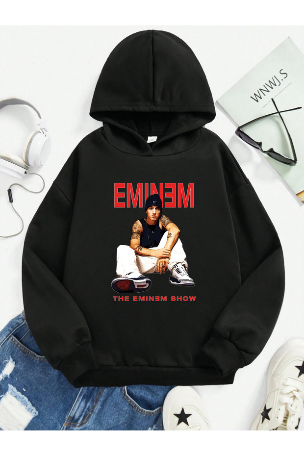 Eminem Printed 100% Cotton Kangaroo Pocket Hooded Kids Sweatshirt