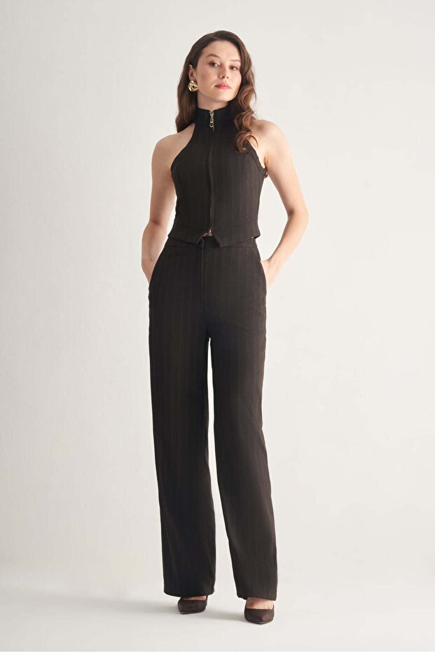 Çizgili Regular Pantolon - 1