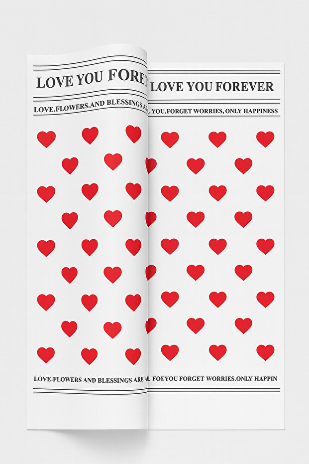 Red Writing on White Background'Love You Forever' Wrapping Paper Bouquet Gift Package 57X57 4 Pieces
