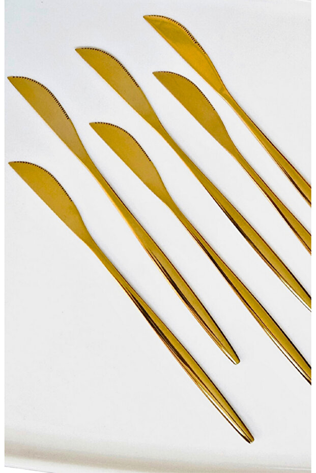 6 Pieces Gold stainless steel food knife 21 cm