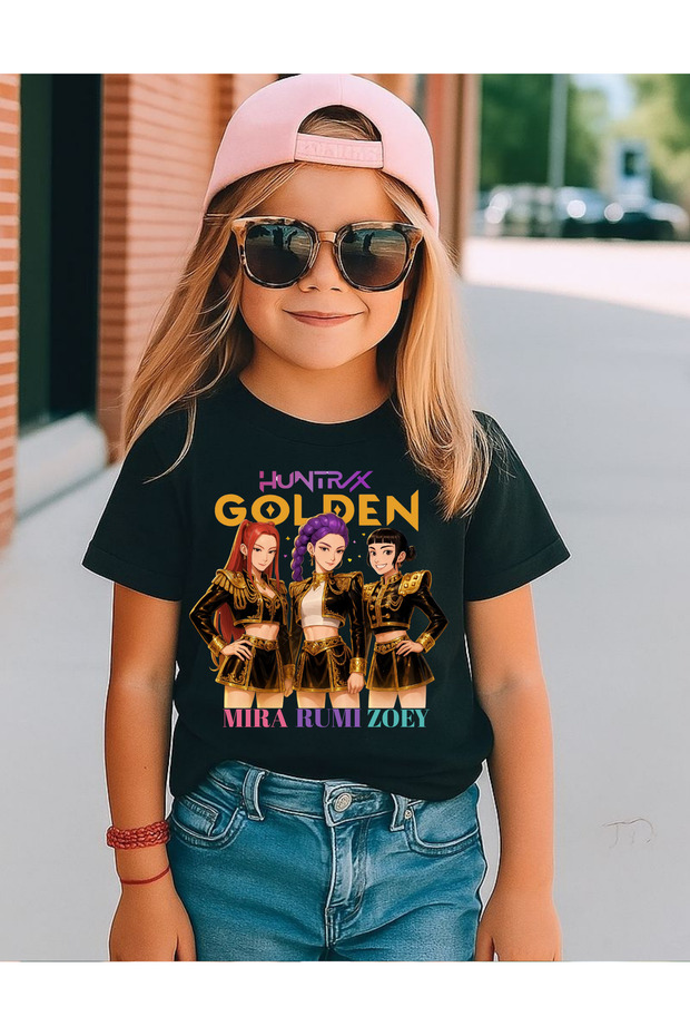 Kpop Demon Hunter Huntrix Mira,Rumi,Zoey Cotton Breathable Fabric Premium Printing Black Kids T-Shirt