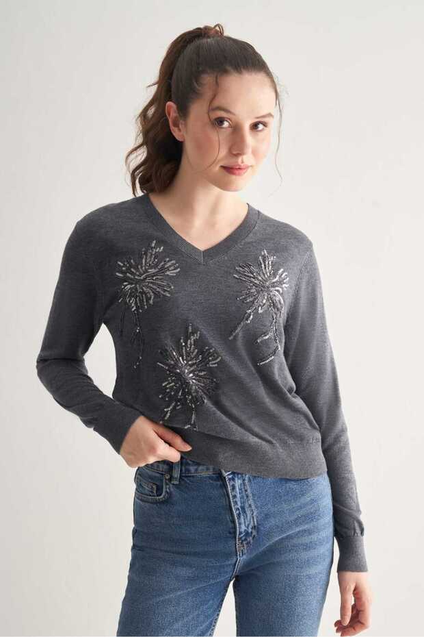 Pul İşlemeli Bluz - 1