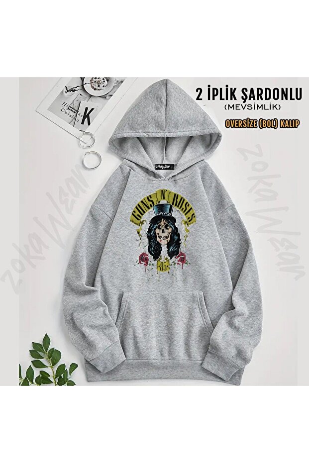 سويت شيرت Guns N Roses v21 مطبوع بغطاء رأس (2 خيط)