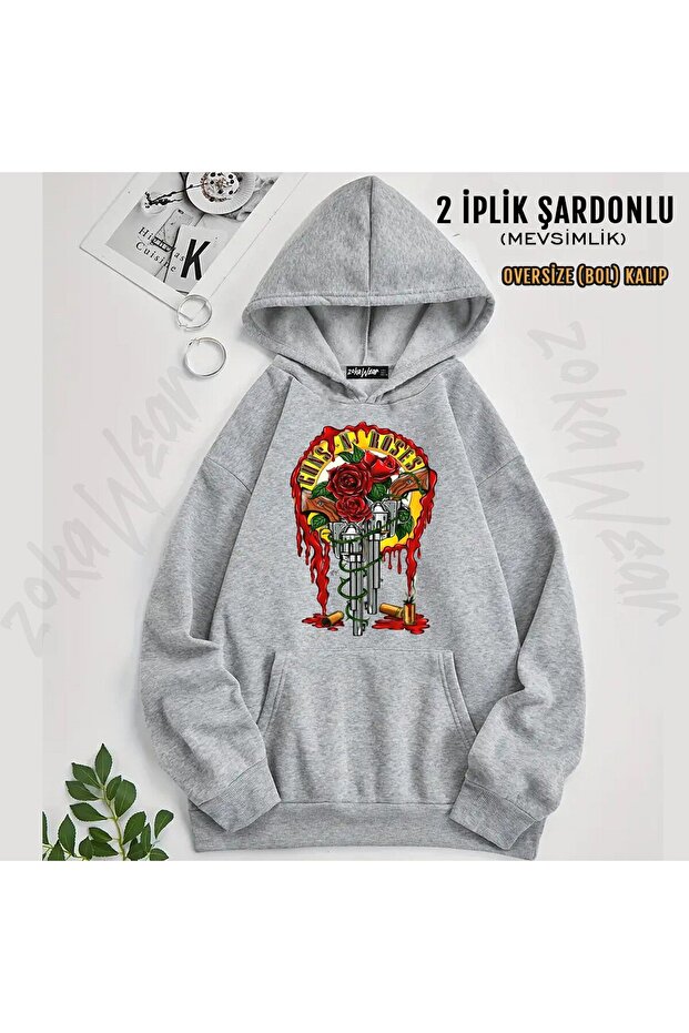 سويت شيرت Guns N Roses v20 مطبوع بغطاء رأس (خيطين)