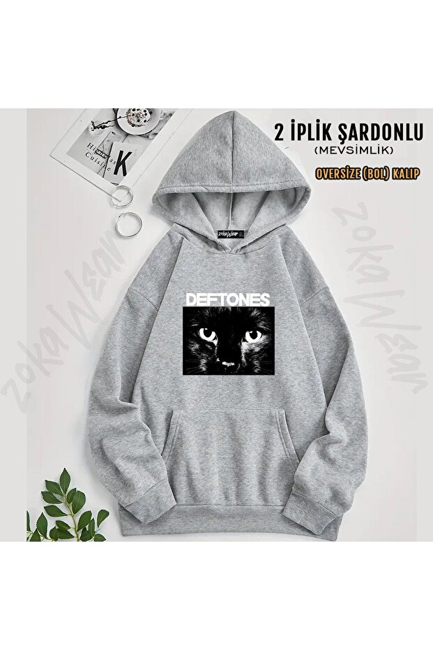 سترة Deftones v9 مطبوع بغطاء رأس (2 خيط)
