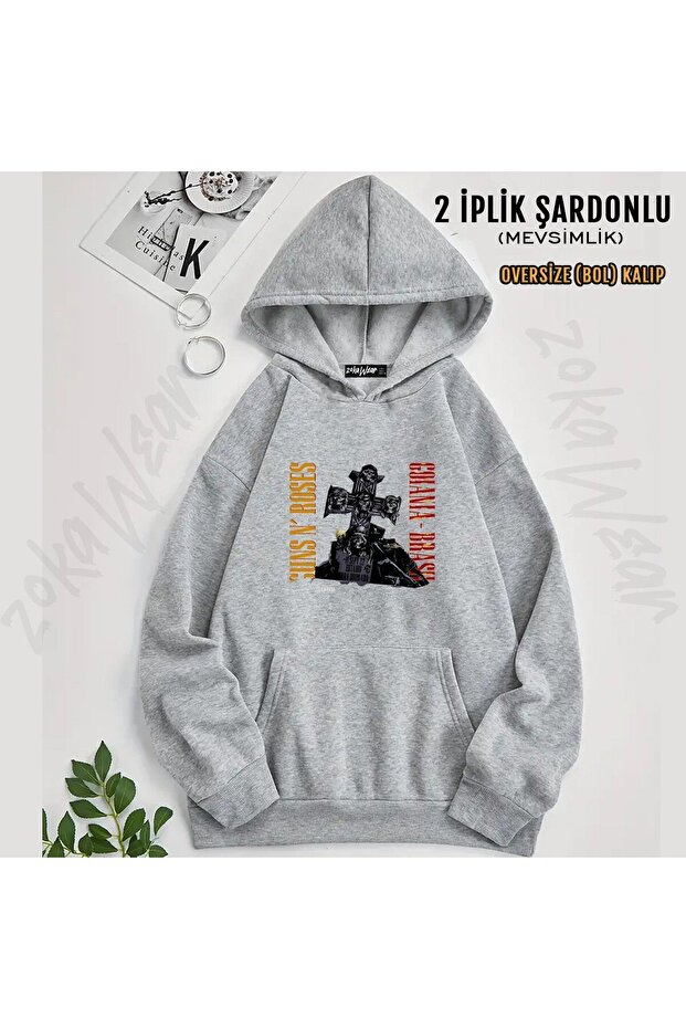 سويت شيرت Guns N Roses v35 مطبوع بغطاء رأس (خيطين)