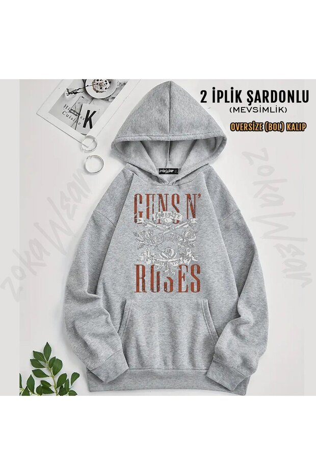 سويت شيرت Guns N Roses v57 مطبوع بغطاء رأس (خيطين)