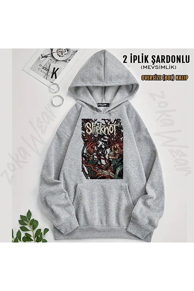 سويت شيرت Slipknot v4 مطبوع بغطاء رأس (خيطين)