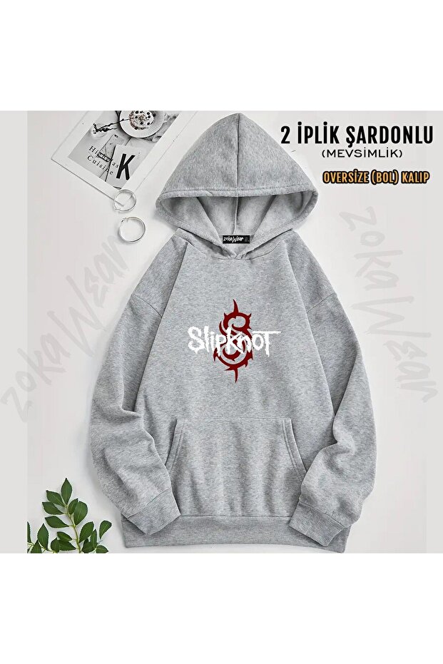 سويت شيرت Slipknot v48 مطبوع بغطاء رأس (2 خيط)