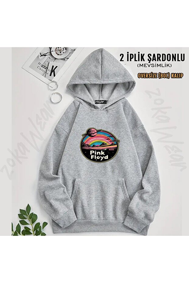 سويت شيرت بينك فلويد v17 مطبوع بغطاء رأس (2 خيط)