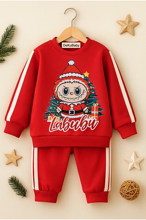 New Year's Themed Baby-Child 2-Piece Tracksuit Set (Sweatshirt-Elastic Waist Sweatpants)