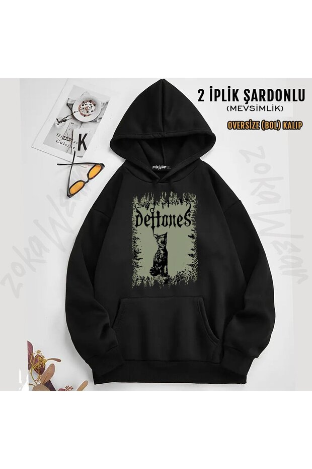 سترة Deftones v8 مطبوع بغطاء رأس (خيطين)