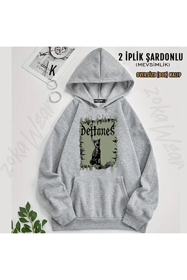 سترة Deftones v8 مطبوع بغطاء رأس (خيطين)