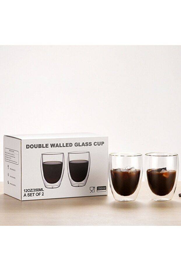 Set of two glass cups, size 350ml