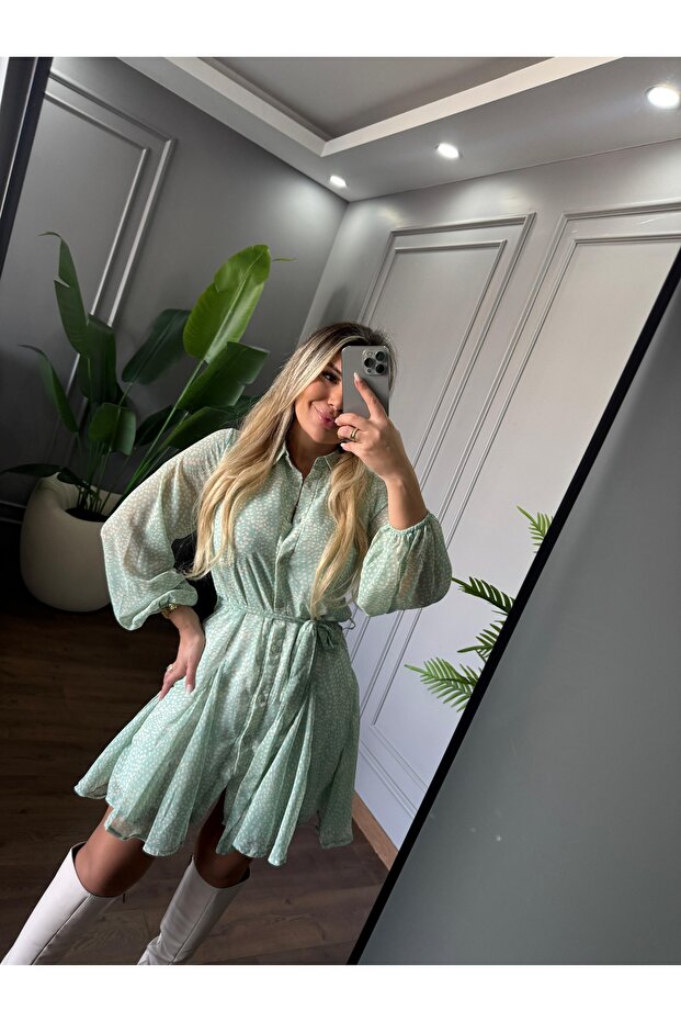 Astarlı şifon elbise - 3