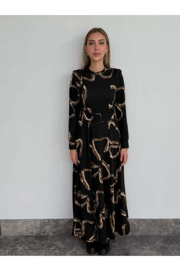 Kesik Detaylı Örme Elbise - 1