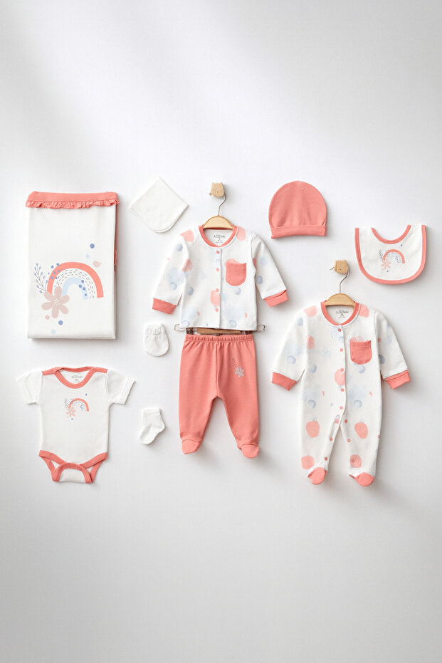 Rainbow Pattern Pocket Detailed 10-Piece Hospital Discharge Set