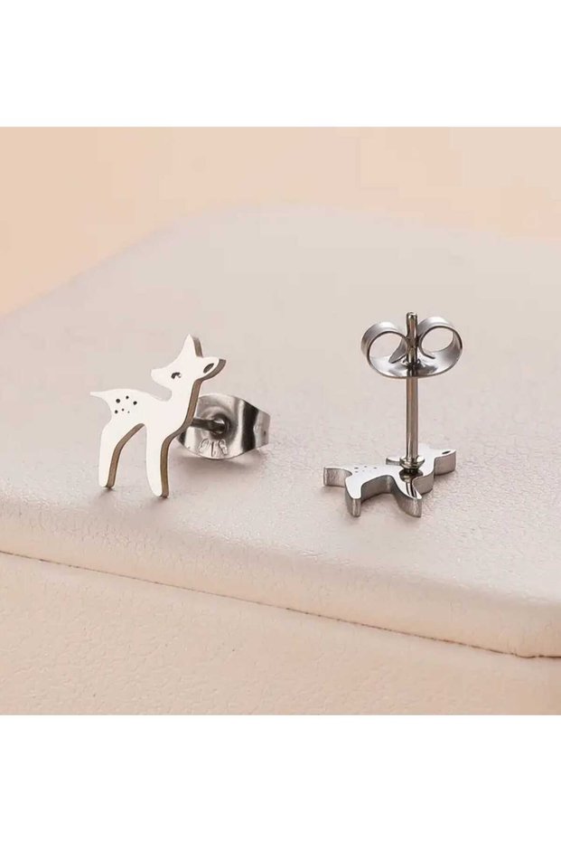 Deer Gazelle Model Nail Screw Style Stylish Steel Earrings Suitable for Daily Wear Design Women's Jewelry