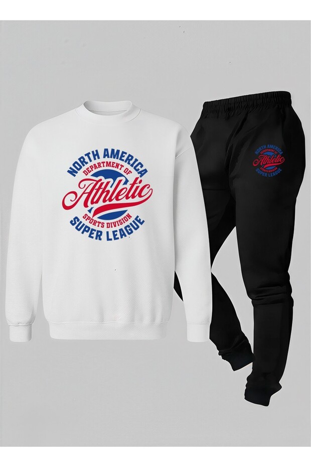 Crew Neck Sweatshirt - Tracksuit Kids Set North America Printed 3 Thread Raised