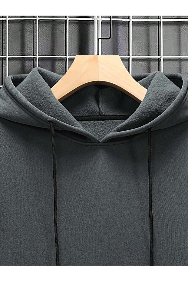 Erkek Kapüşonlu Oversize Sweatshirt - 3