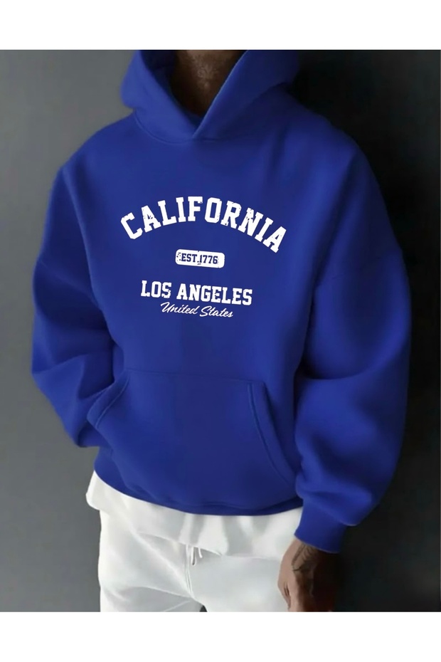 CALIFORNIA LOS ANGELES Printed Oversize Unisex Women's/Men's Hooded Sweatshirt