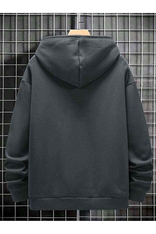 Erkek Kapüşonlu Oversize Sweatshirt - 4