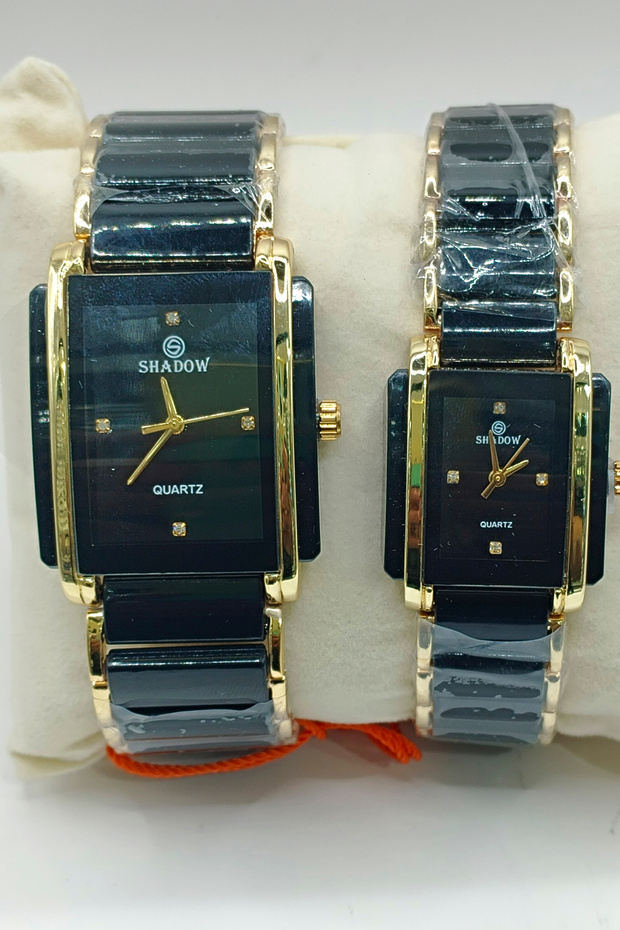 Luxurious Couple Watch Set - Elegant Rectangular Two-Tone Design - 2
