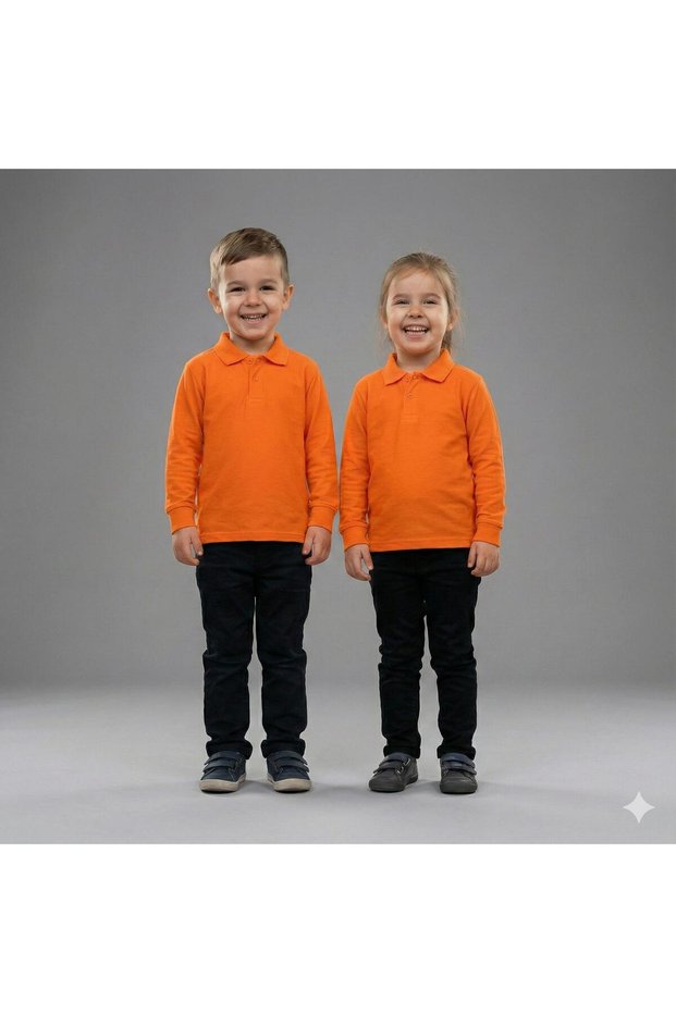 Girls-Boys 2-Pack Long Sleeve Polo Neck T-Shirt