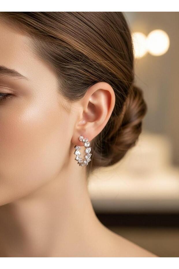 Women's Trend Silver Stone Steel Earrings