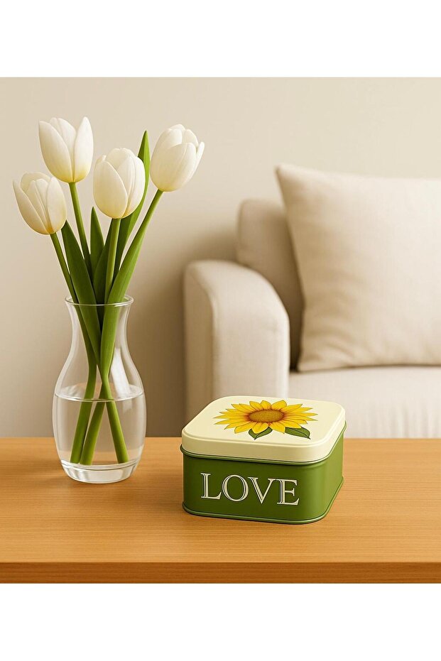 Handmade Sunflower Candle – Decorative Gift Sunflower Candle with Metal Box