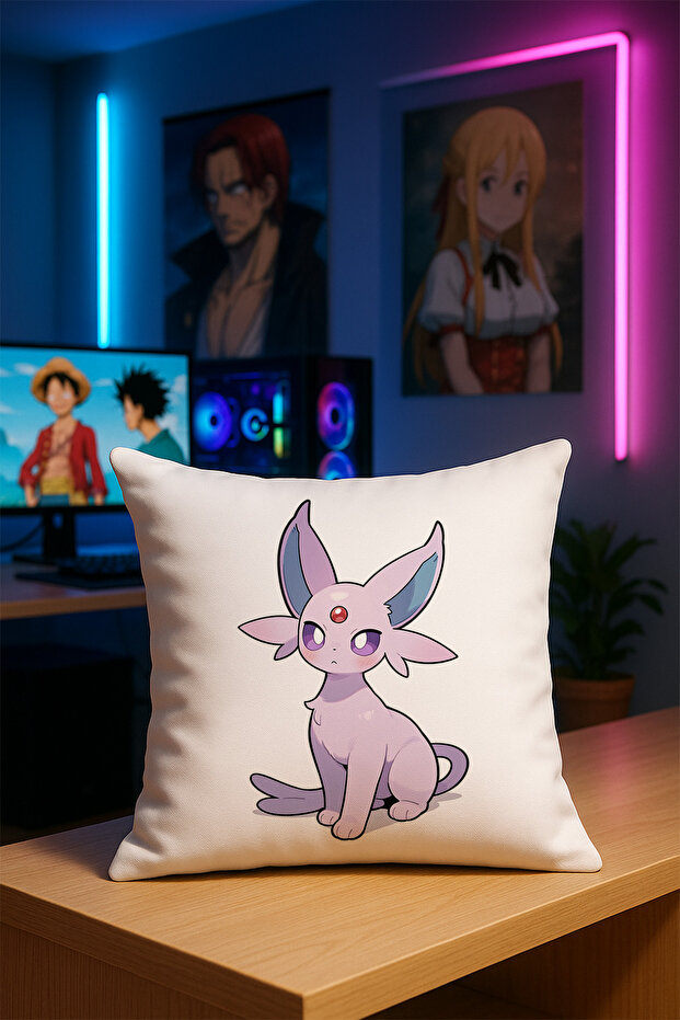 Pokemon Espeon Printed Throw Pillow Cover Soft Fabric Double-Sided Digital Printing 43X43 Single