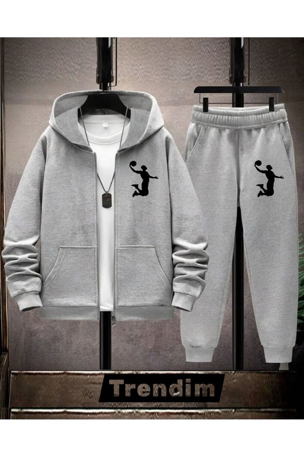 Unisex Hooded Sports Tracksuit Set Printed Football Golf Basketball Printed Comfortable Casual 2-Piece Combination