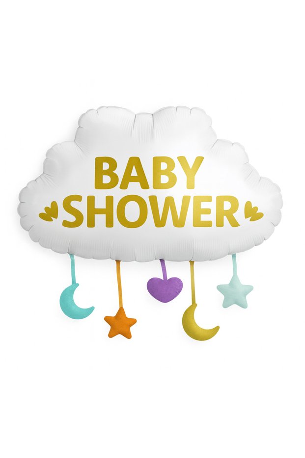 Baby Shower Cloud Foil Balloon 65×62 cm – Gold Lettering Hanging Ornament Decor Party Decoration