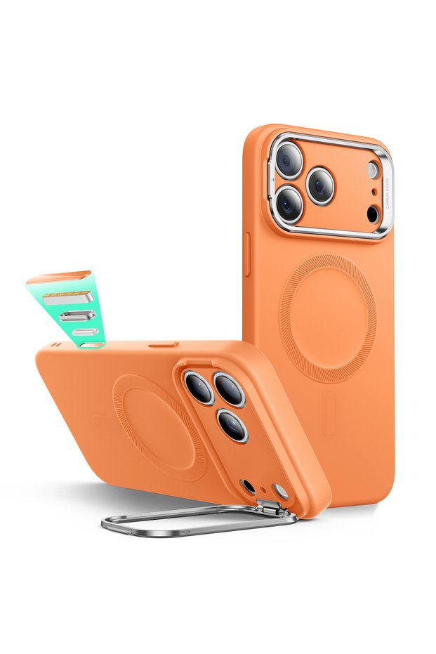 iPhone 17 Pro Max - 18 Pro Max Magnetic Case with Stand, Cloud Soft, and Camera Control Features – Orange