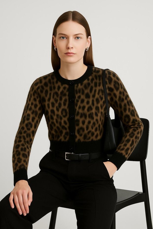 WOMEN'S STEEL KNITTED JACQUARD CARDIGAN