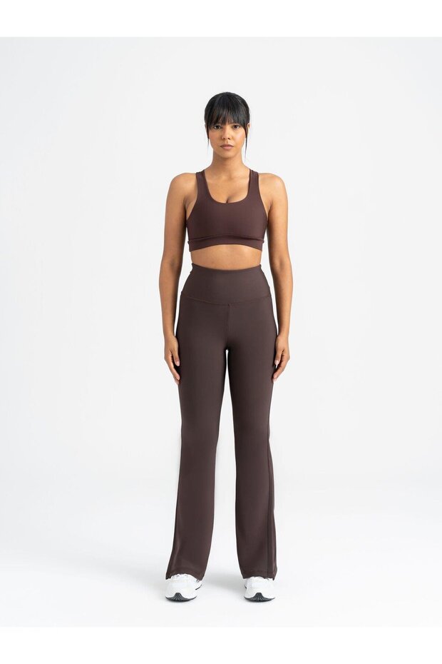 Kahverengi Yırtmaçlı Tayt - 4