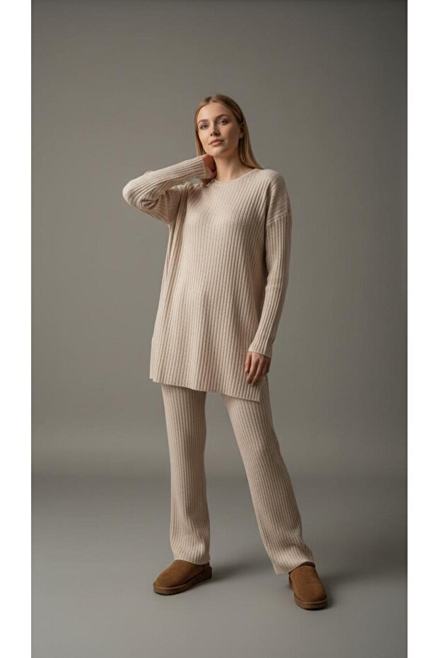 Ribbed Knit Winter Two-Piece Set
