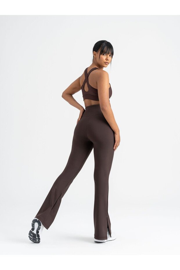 Kahverengi Yırtmaçlı Tayt - 7