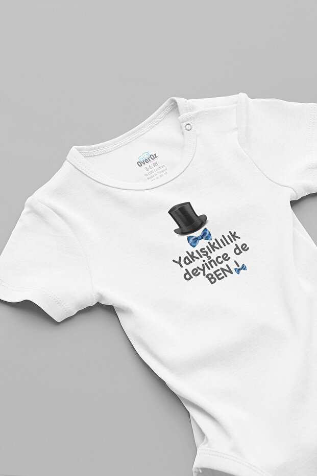 When They Say Handsome, I Say Printed Snap Fasteners Short Sleeve Baby Bodysuit Jumpsuit Badi 5935
