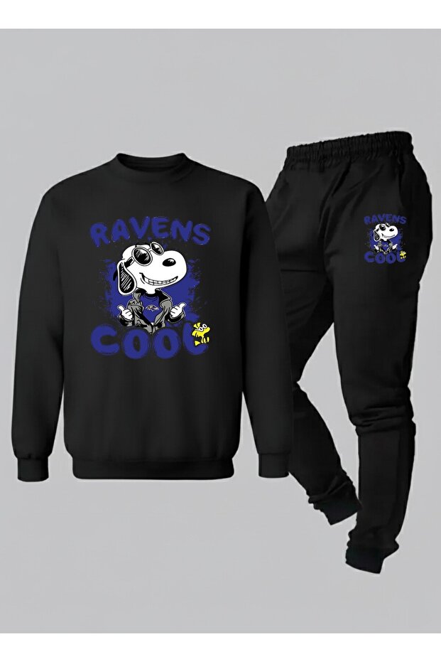 سويت شيرت للجنسين - طقم رياضي للأطفال برقبة دائرية RAVENS مطبوع 3 Thread Shardonlu