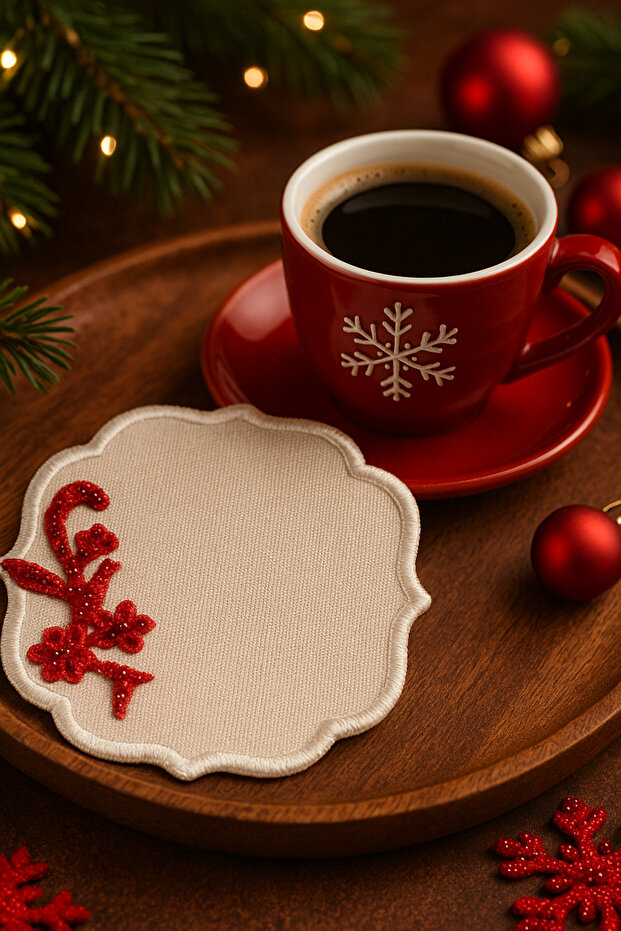 Handcrafted Premium Coffee Presentation Coaster – Embroidered Stylish Presentation Holder, Special Gift Item