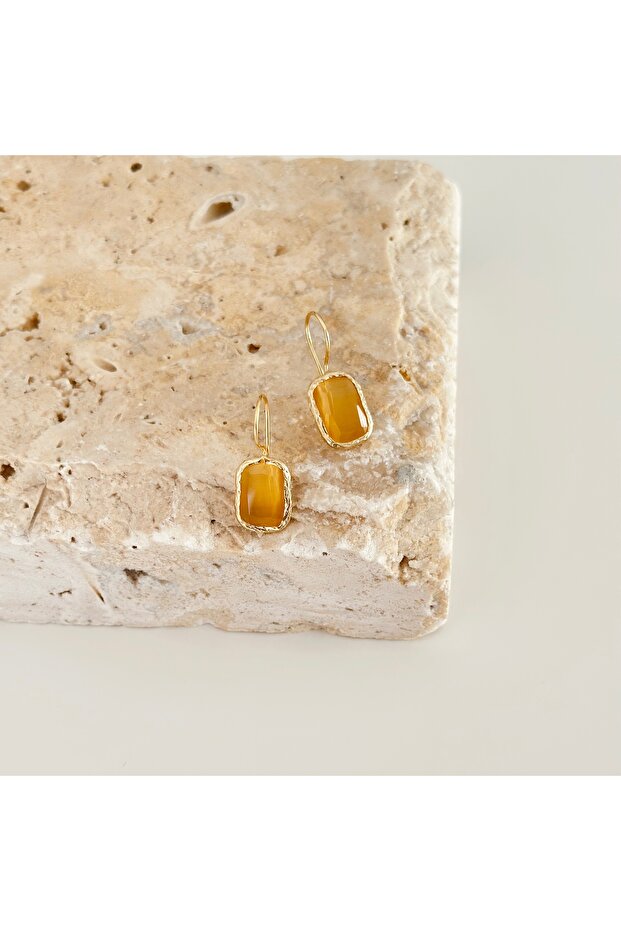 Chalcedony Drop Earrings Yellow - 1