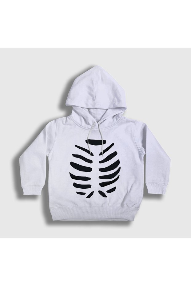 Unisex Children's White Halloween Couple Lover Skeleton K Hooded Sweatshirt 580917Tt
