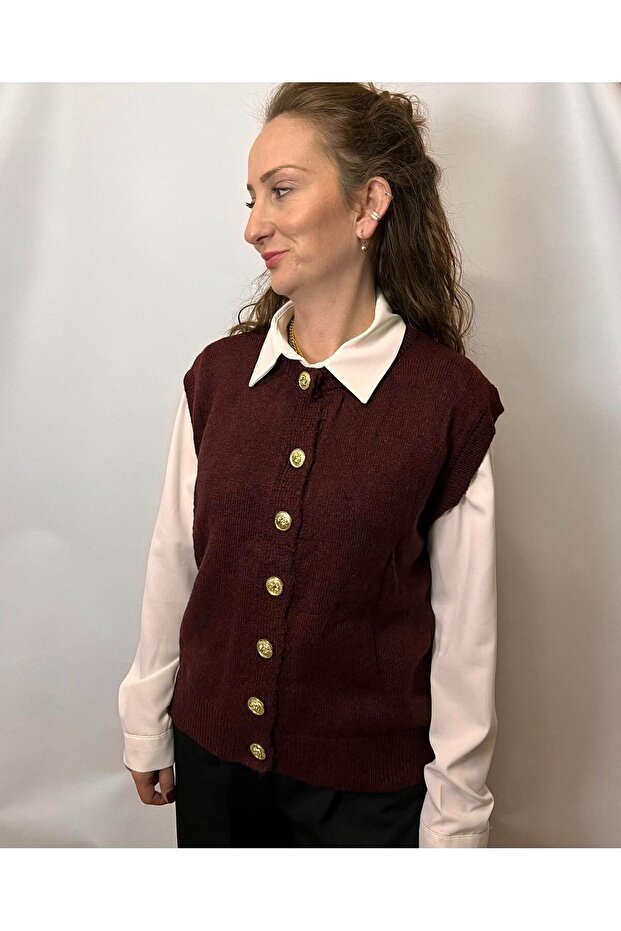 Kadın Düğmeli Süveter - 1