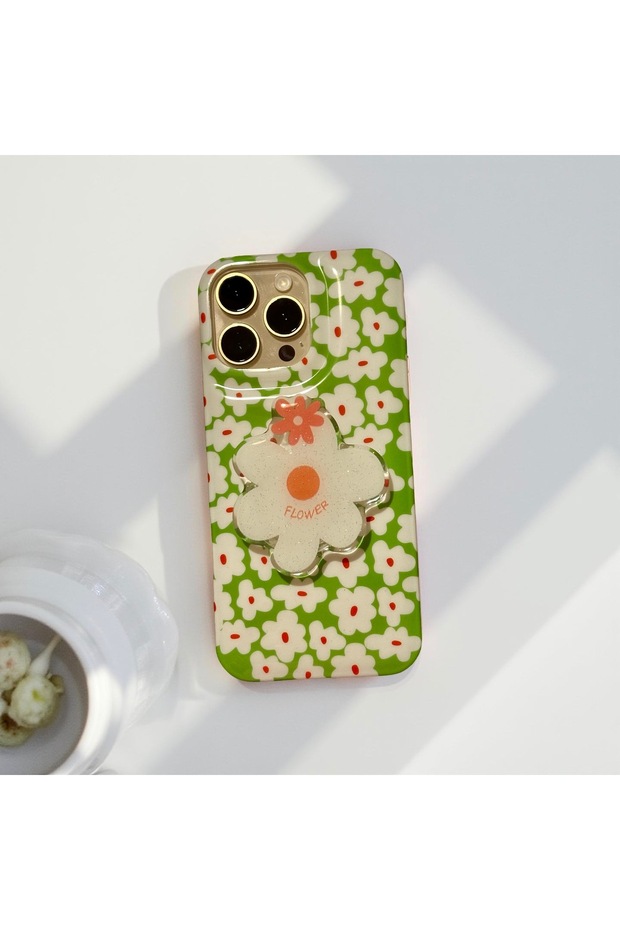 iPhone 17 Pro (6.3 Inch) Compatible Stylish Patterned Slim Case with Popsocket Stand - 1