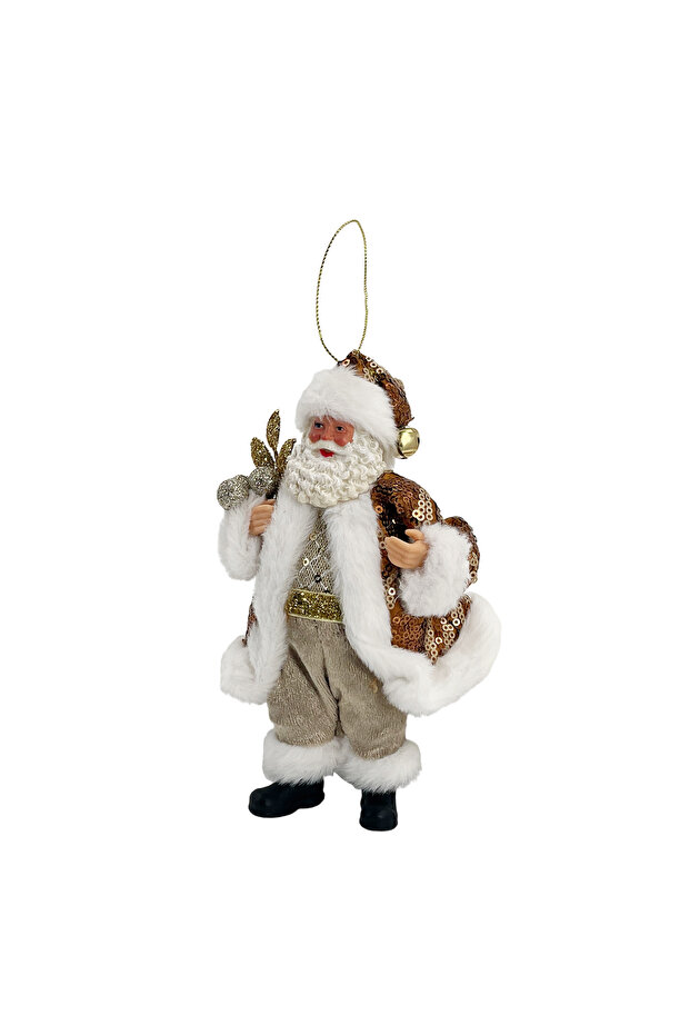 Standing Santa Decoration Gold 18cm