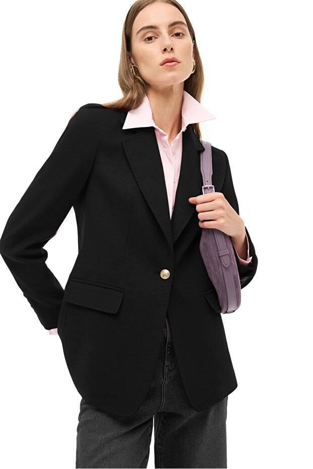 Siyah Klasik Yaka Ceket - 2