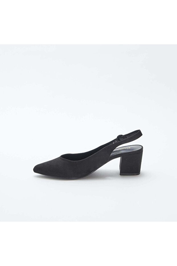 حذاء بكعب مفتوح من الأمام ومدبب باللون الأسود - 4