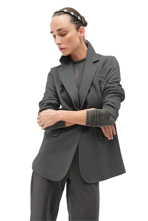 Antrasit Klasik Yaka Ceket - 3